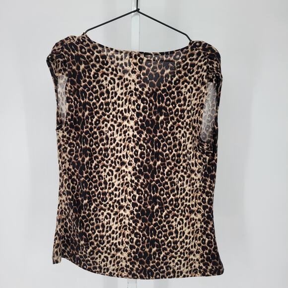 Vtg Y2K Creative Design Works Leopard Print Sleeveless Blouse Sz PL Petite - Picture 4 of 4